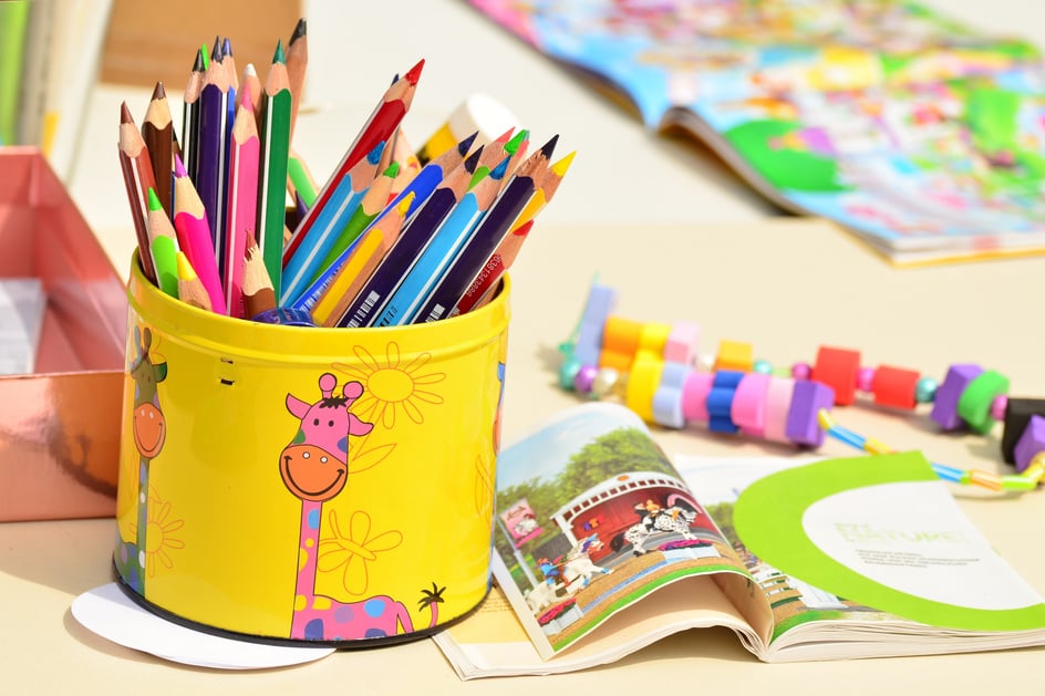 Colored Pencils in a Tin Can